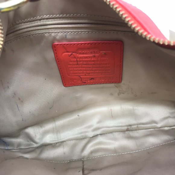 COACH Tan Red Fabric Leather Combo CrossBody Bag - Picture 7 of 7